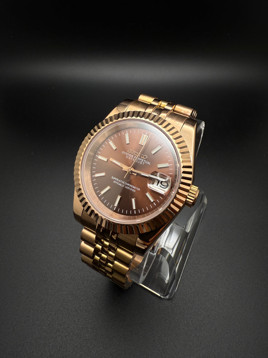 SEIKOJUST ROSE GOLD BROWN STICK