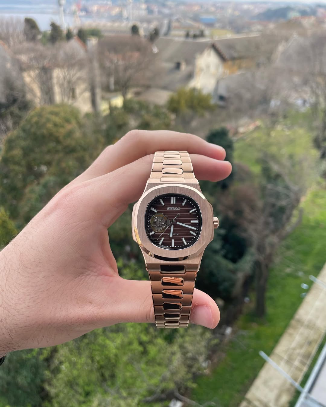NAUTILUS MOD - CHOCOLATE (OPEN HEART) – Fortune Timepieces Collective