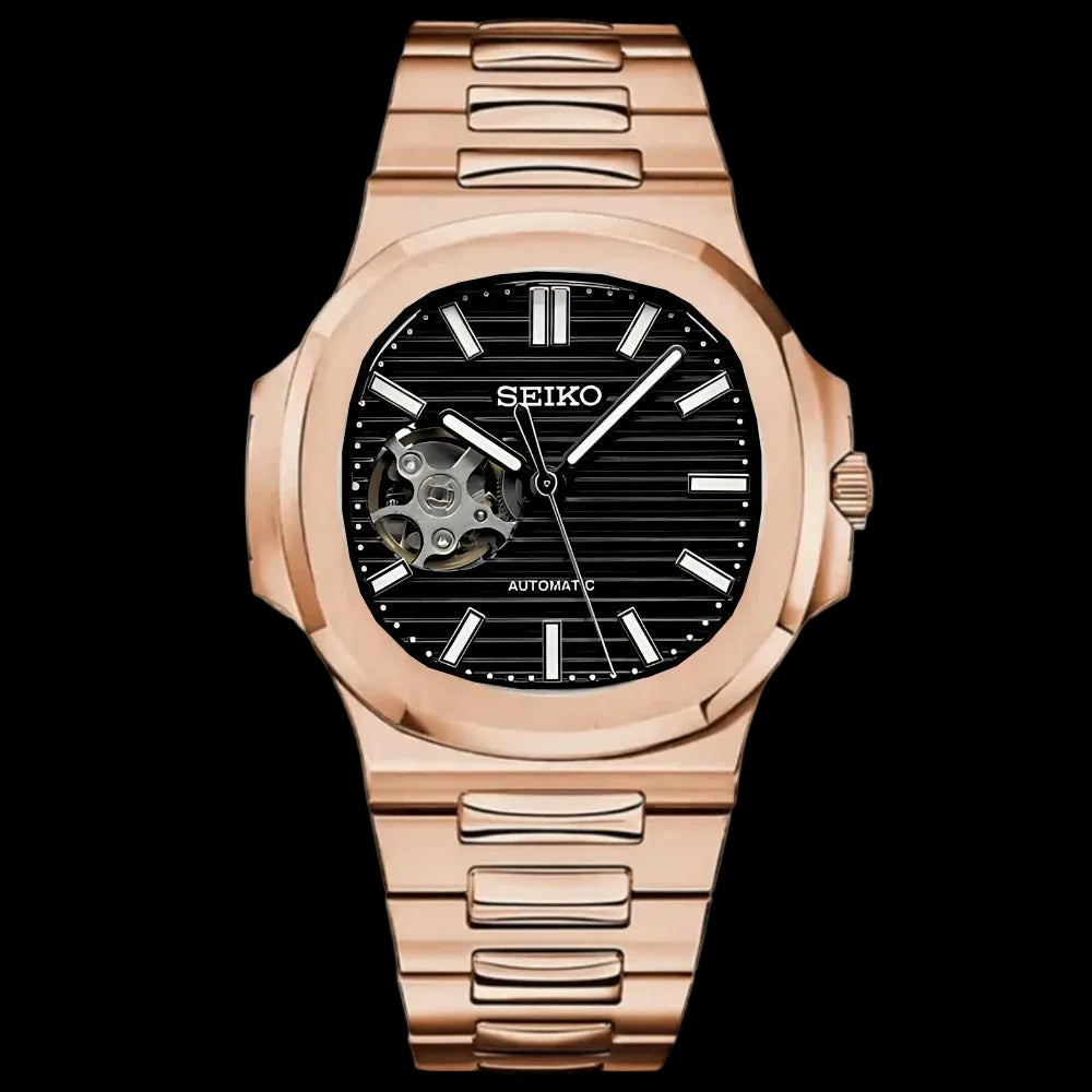 SEIKONAUT MOD - ROSE GOLD - BLACK (OPEN HEART)